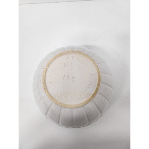 Vintage Roseville Ohio Pottery RRP Co 8" Mixing Bowl White Ribbed Stoneware - Picture 5 of 10